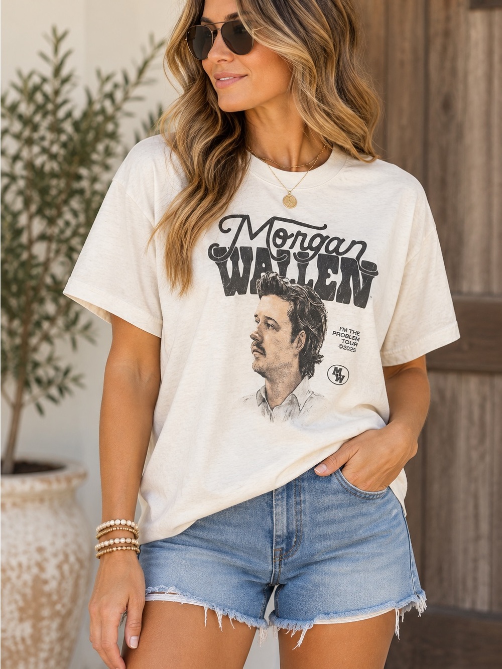 Morgan Wallen One Night At A Time Tour Graphic Tour Tee in White XL